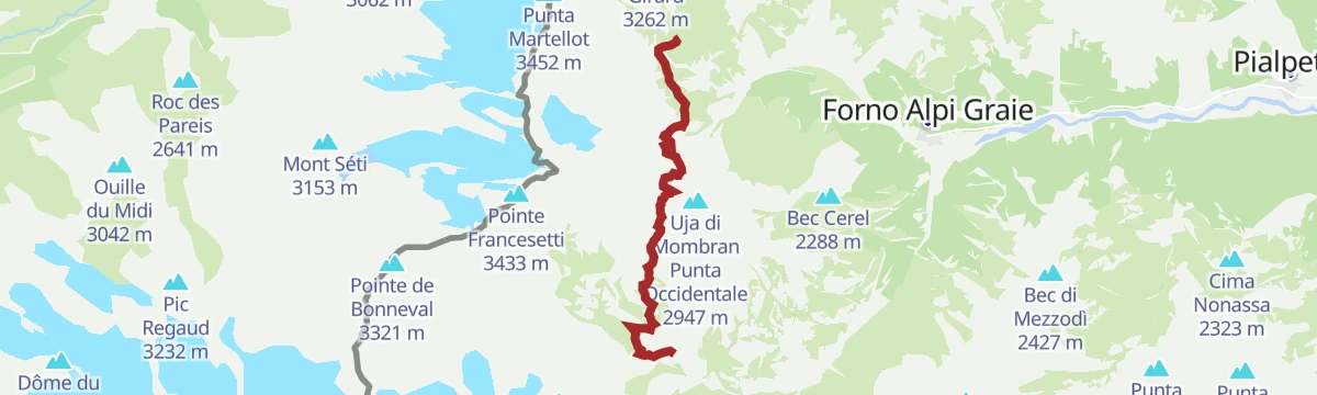 Route map: Alta Via delle Valli di Lanzo: Tappa 2 Rifugio Daviso